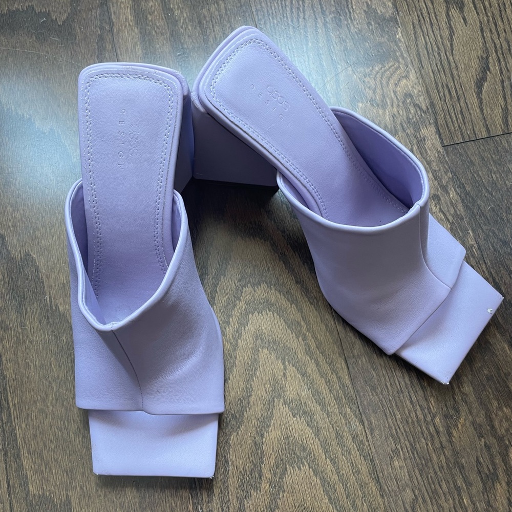 ASOS Wide Fit Nyla heeled mules in lilac. Size 8 wide. Fits like a 9-worn once!